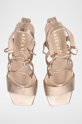 Sandales à talons en cuir - Doré