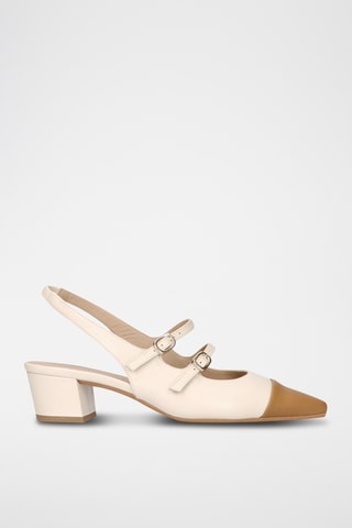 Babies à talons en cuir - Beige