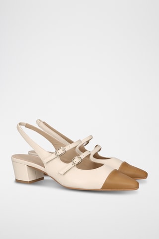 Babies à talons en cuir - Beige