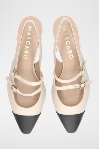 Babies à talons en cuir - Beige