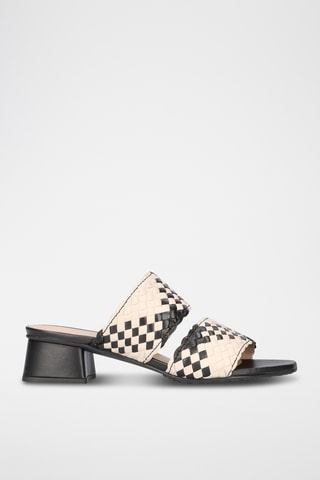 Mules à talons en cuir - Noir