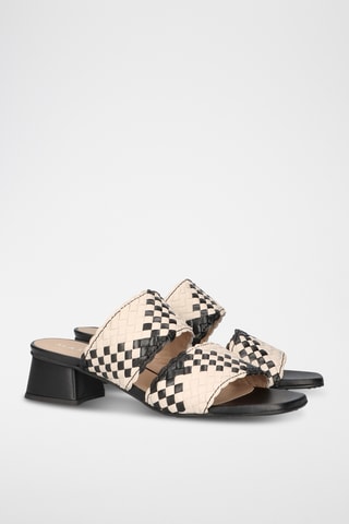 Mules à talons en cuir - Noir