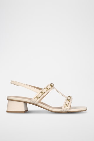 Sandales à talons en cuir - Beige