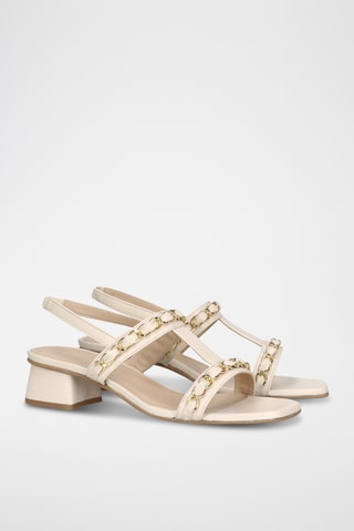 Sandales à talons en cuir - Beige