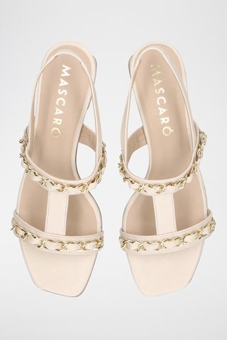 Sandales à talons en cuir - Beige