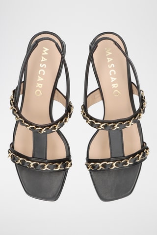 Sandales à talons en cuir - Noir