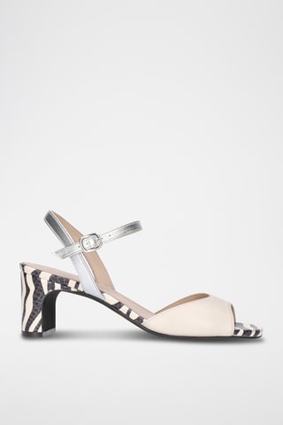 Sandales à talons en cuir - Beige