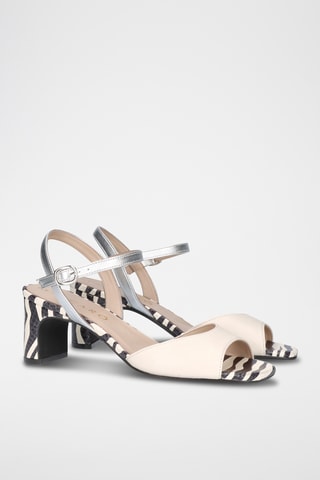 Sandales à talons en cuir - Beige