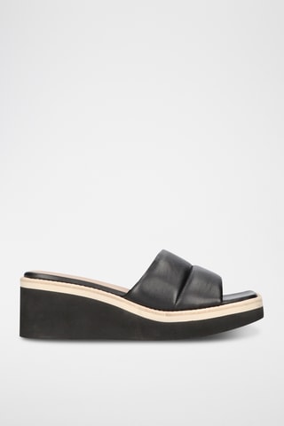 Mules plateformes en cuir - Noir