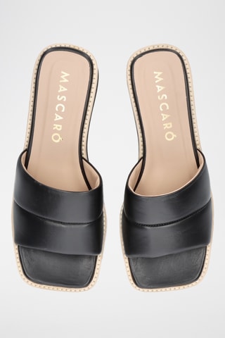 Mules plateformes en cuir - Noir