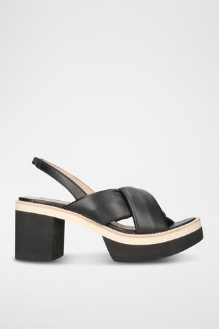 Sandales à talons en cuir - Noir