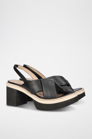 Sandales à talons en cuir - Noir