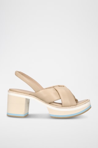 Sandales à talons en cuir - Beige