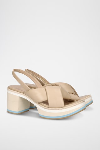 Sandales à talons en cuir - Beige