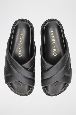 Mules plateformes en cuir - Noir