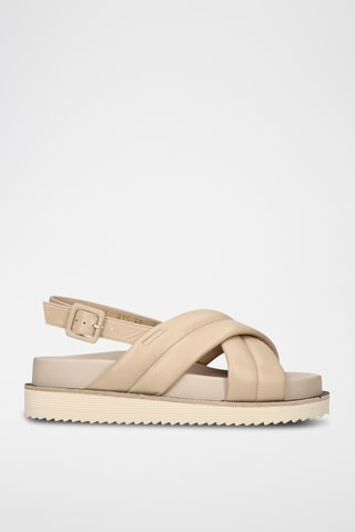 Sandales plateformes en cuir - Beige