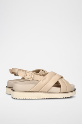 Sandales plateformes en cuir - Beige