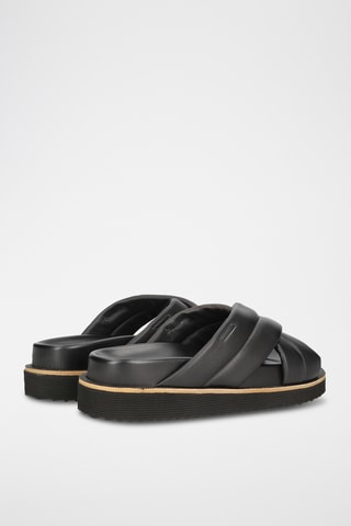 Mules plateformes en cuir - Noir