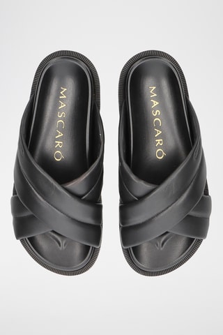 Mules plateformes en cuir - Noir