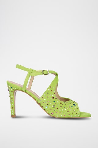 Sandales à talons en nubuck - Vert