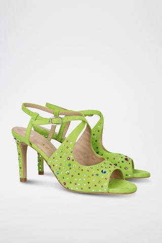 Sandales à talons en nubuck - Vert