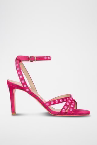 Sandales à talons en nubuck - Fuchsia