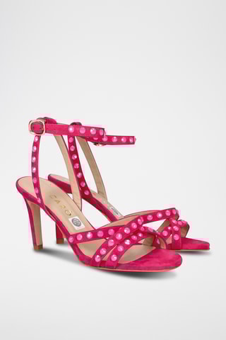 Sandales à talons en nubuck - Fuchsia