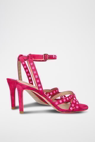 Sandales à talons en nubuck - Fuchsia