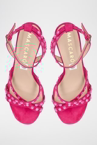 Sandales à talons en nubuck - Fuchsia