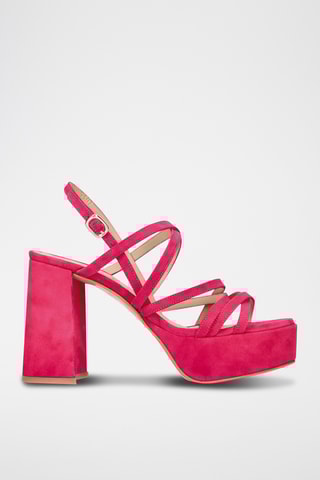 Sandales à talons en nubuck - Fuchsia