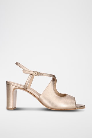 Sandales à talons en cuir - Doré