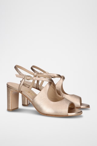 Sandales à talons en cuir - Doré