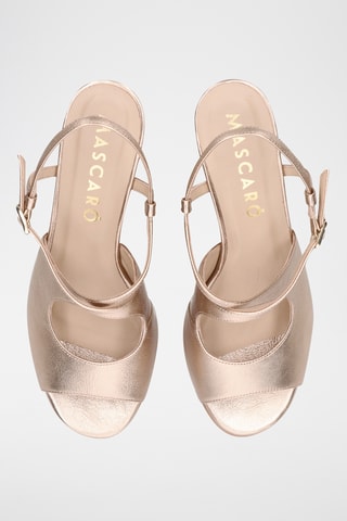 Sandales à talons en cuir - Doré