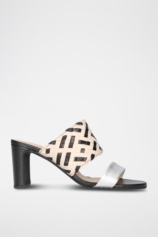 Mules à talons en cuir - Noir