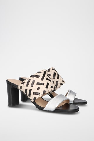 Mules à talons en cuir - Noir