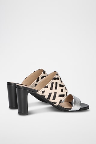 Mules à talons en cuir - Noir