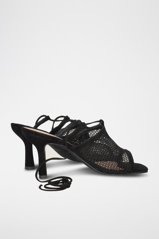 Sandales à talons en cuir - Noir