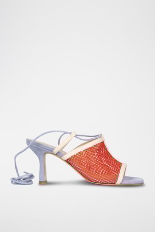 Sandales à talons en cuir - Corail