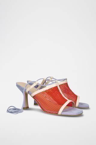 Sandales à talons en cuir - Corail