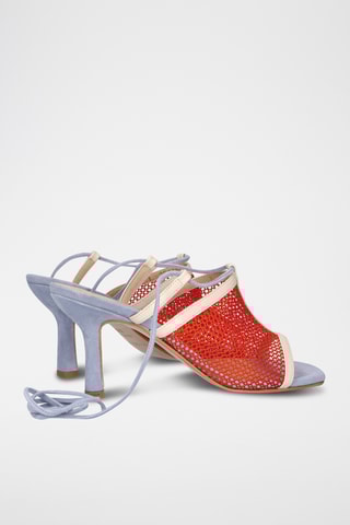 Sandales à talons en cuir - Corail