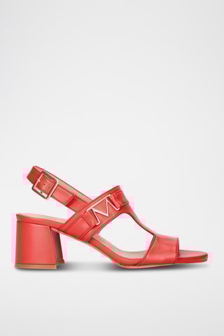 Sandales à talons en cuir - Rouge