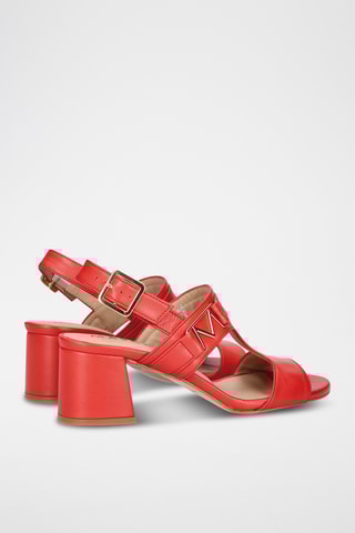 Sandales à talons en cuir - Rouge