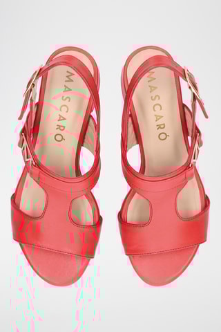 Sandales à talons en cuir - Rouge