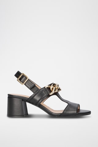 Sandales à talons en cuir - Noir