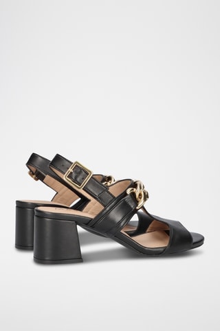 Sandales à talons en cuir - Noir