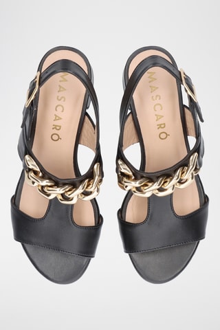 Sandales à talons en cuir - Noir