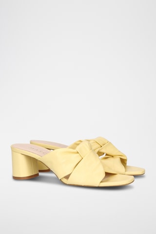 Mules à talons en cuir - Jaune pâle