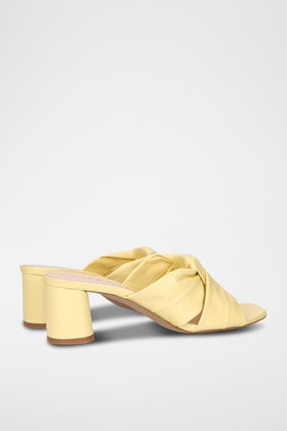 Mules à talons en cuir - Jaune pâle