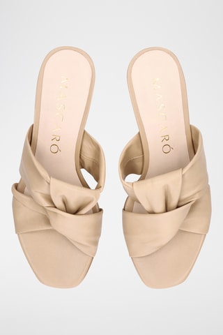 Mules à talons en cuir - Beige