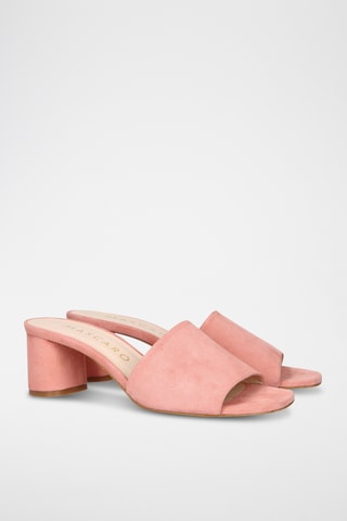 Mules à talons en nubuck - Rose